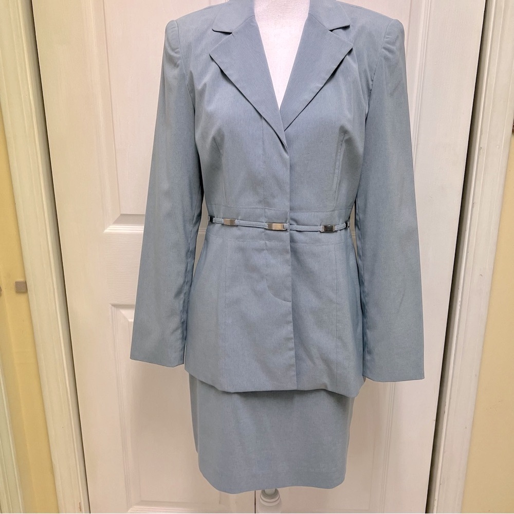 Hugo Buscati/ Victoria’s Secret | Blue Grey Skirt Suit | Size 8